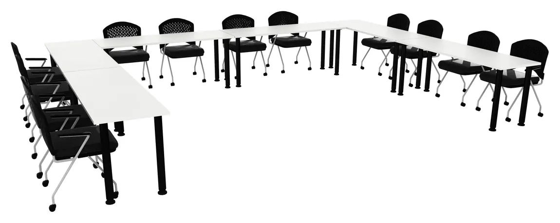 small u shaped training table set round legs 14