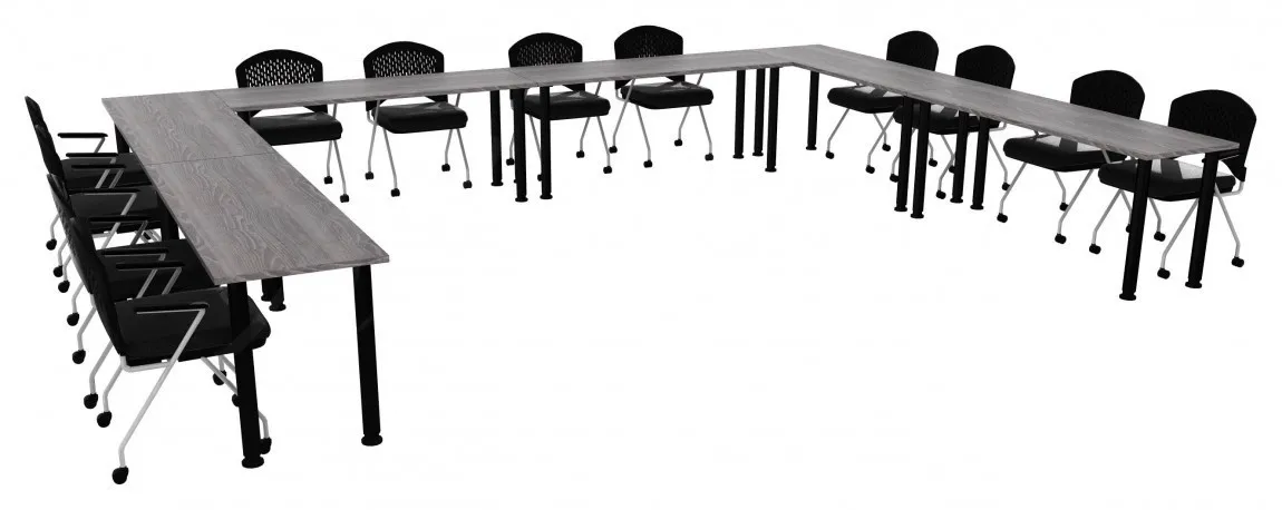 small u shaped training table set round legs 12