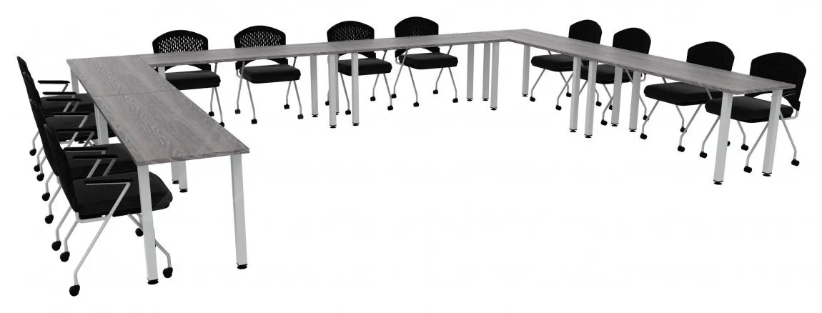 small u shaped training table set square legs 12