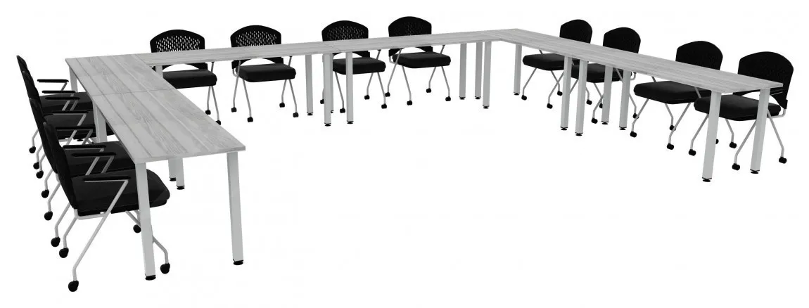 small u shaped training table set square legs 13