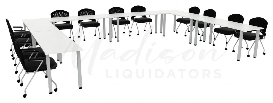 small u shaped training table set square legs 14