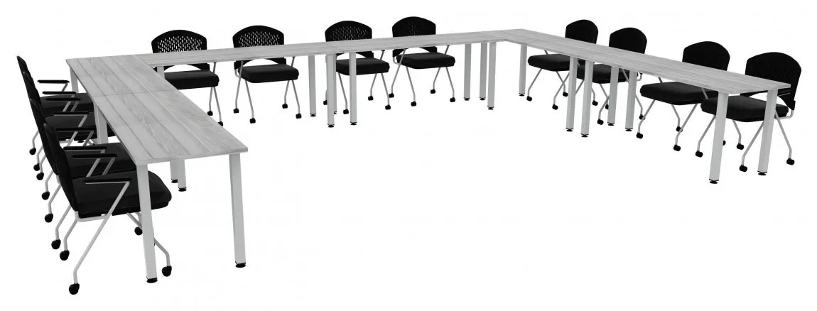 small u shaped training table set square legs 13