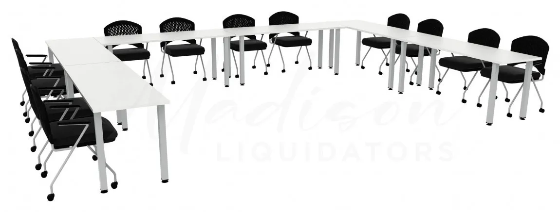 small u shaped training table set square legs 14