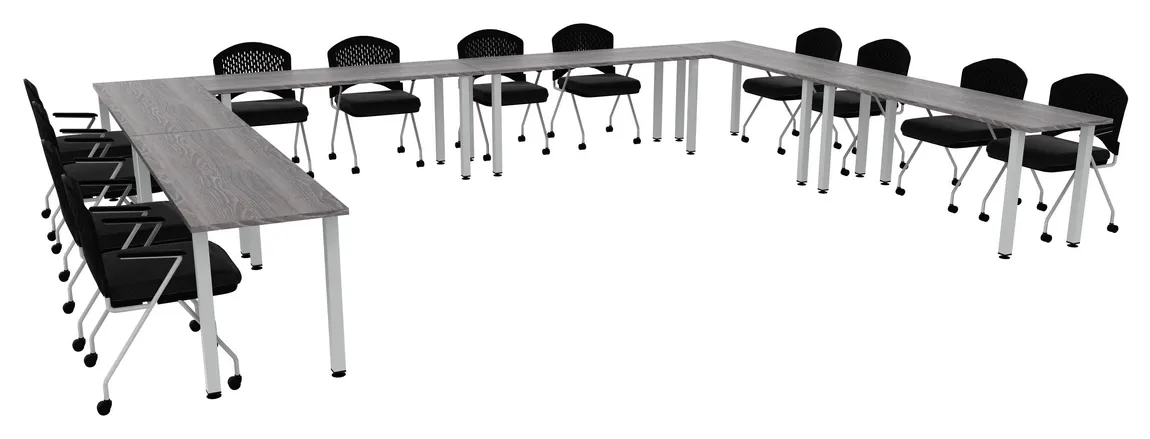 small u shaped training table set square legs 12