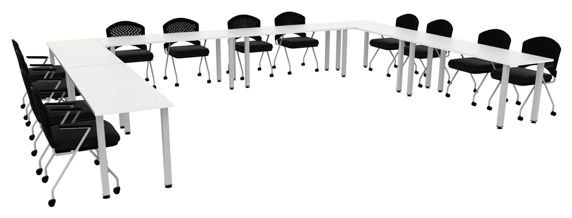 small u shaped training table set square legs 14