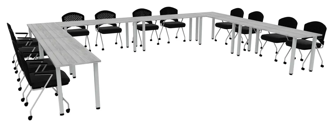 small u shaped training table set square legs 13