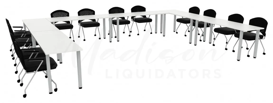 small u shaped training table set square legs 14