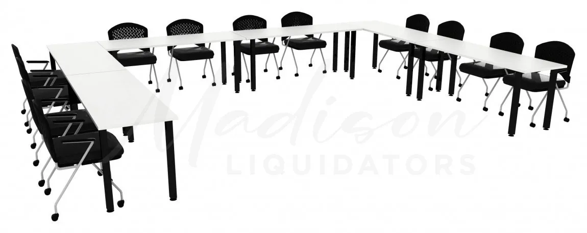 small u shaped training table set square legs 14