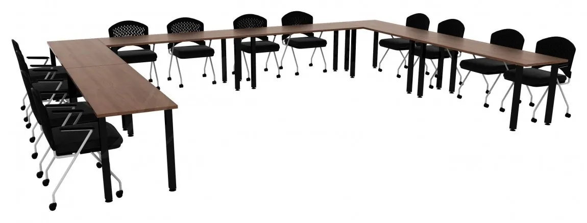 small u shaped training table set square legs 11