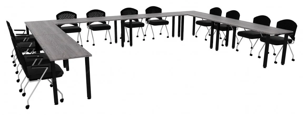 small u shaped training table set square legs 12