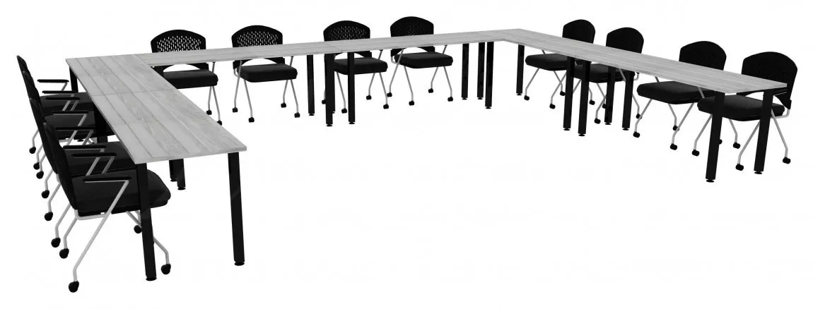 small u shaped training table set square legs 13