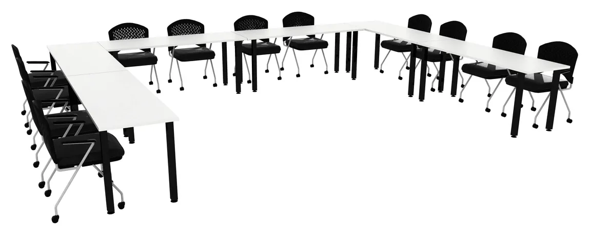 small u shaped training table set square legs 14