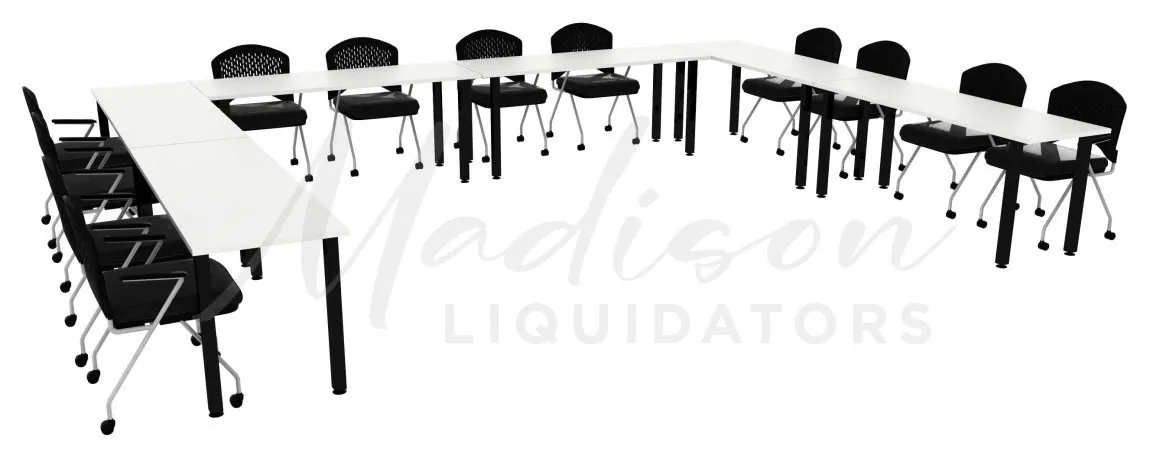 small u shaped training table set square legs 14