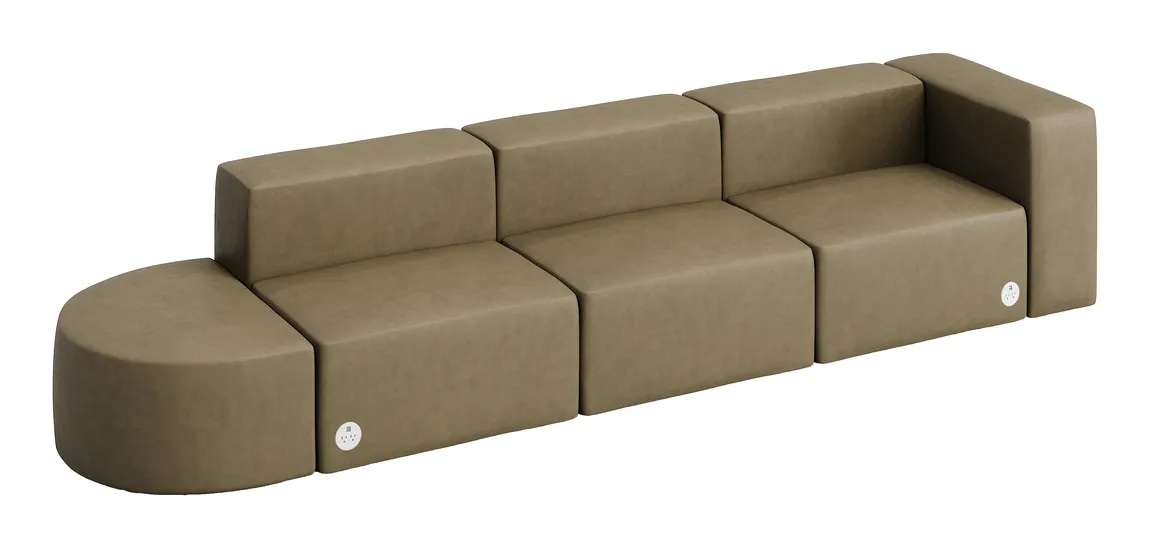 Modern Sectional Sofa with Power Outlets