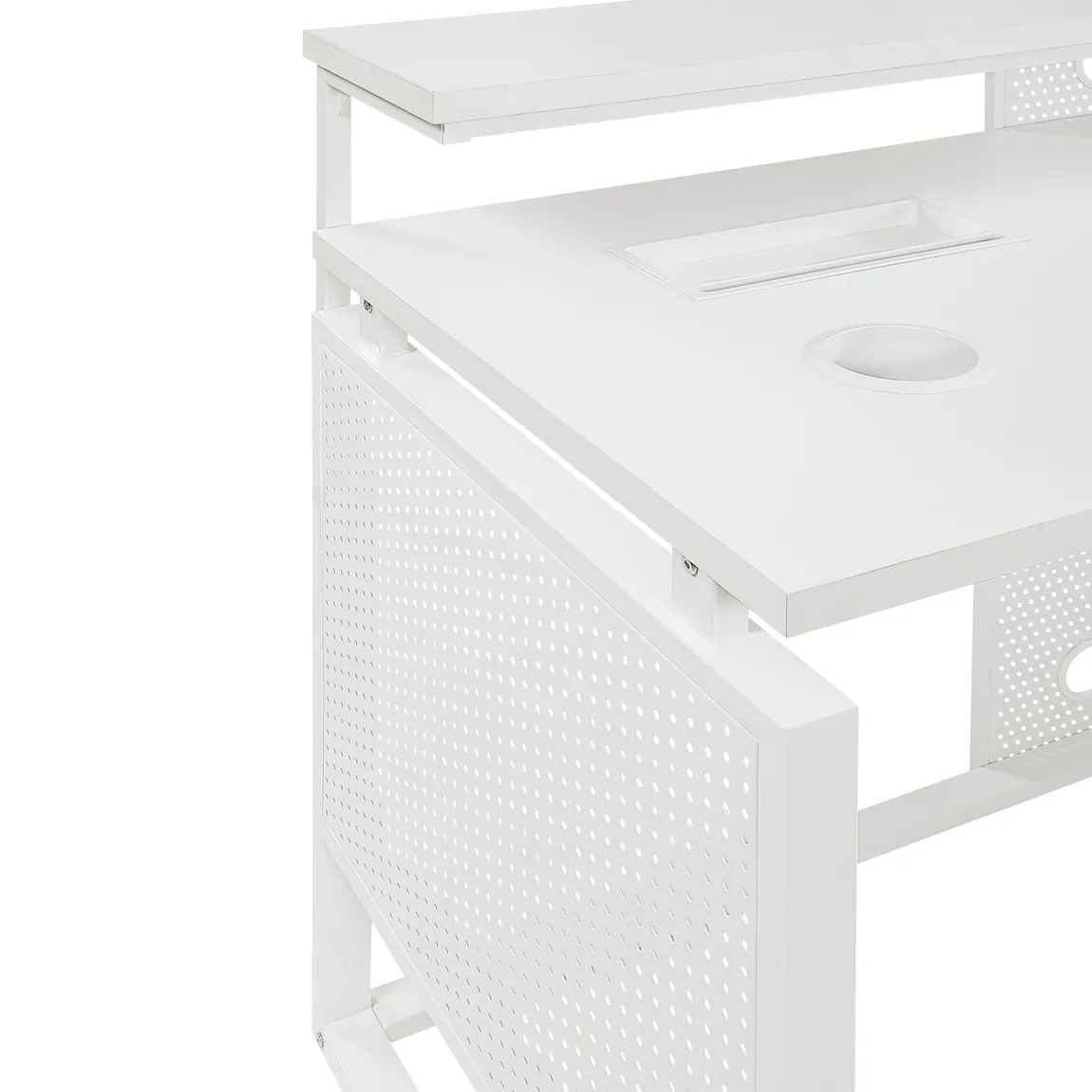 Home Office Desk with Elevated Monitor Shelf