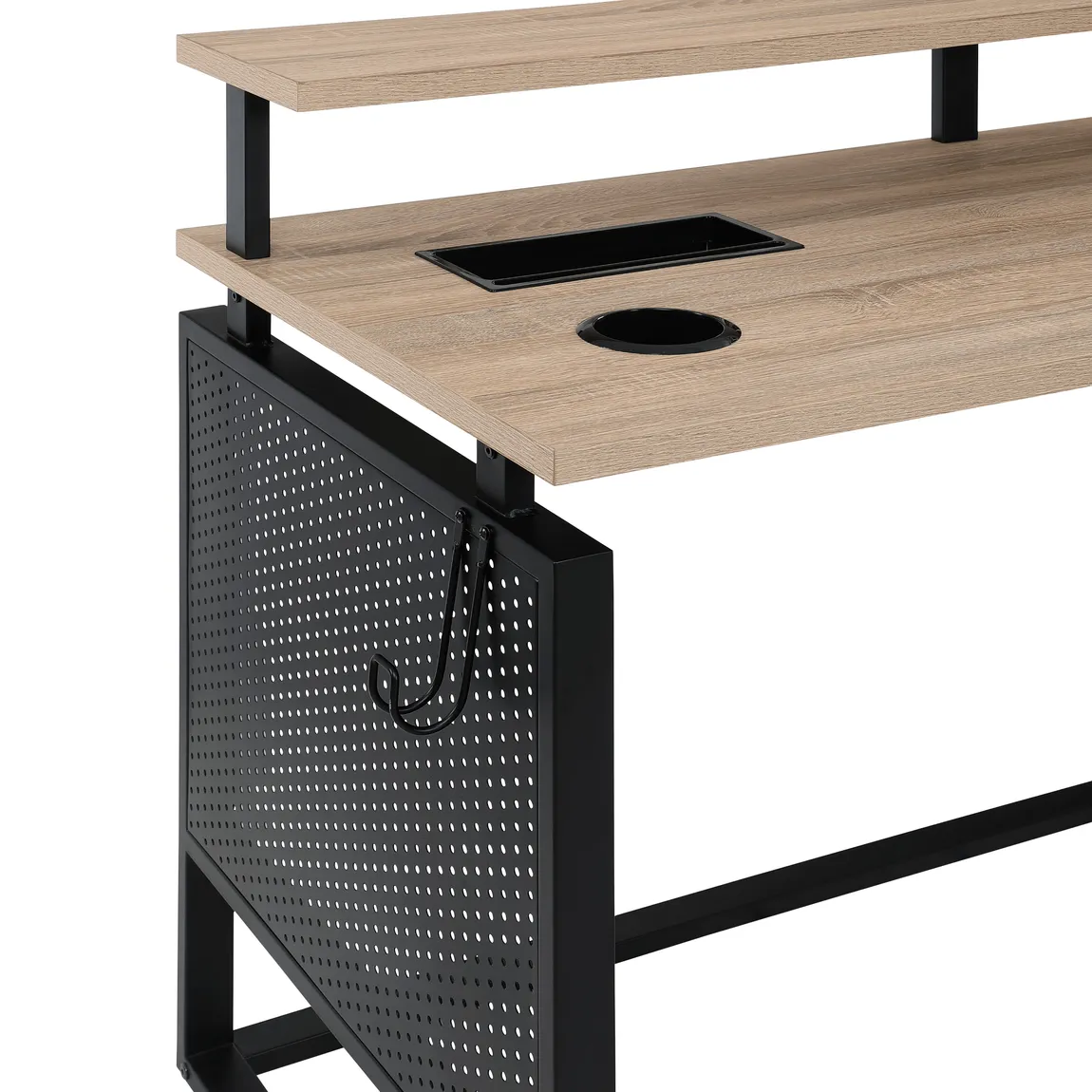 L Shaped Desk with Monitor Shelf