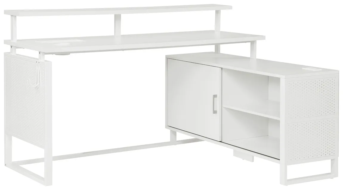 L Shaped Desk with Monitor Shelf