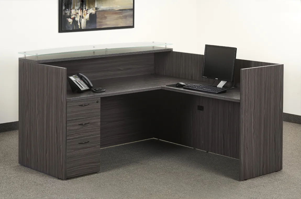 L Shaped Reception Desk with Glass Counter