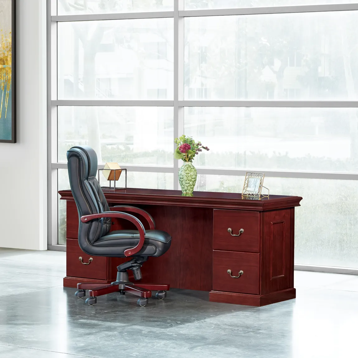 Executive Credenza Desk with Drawers