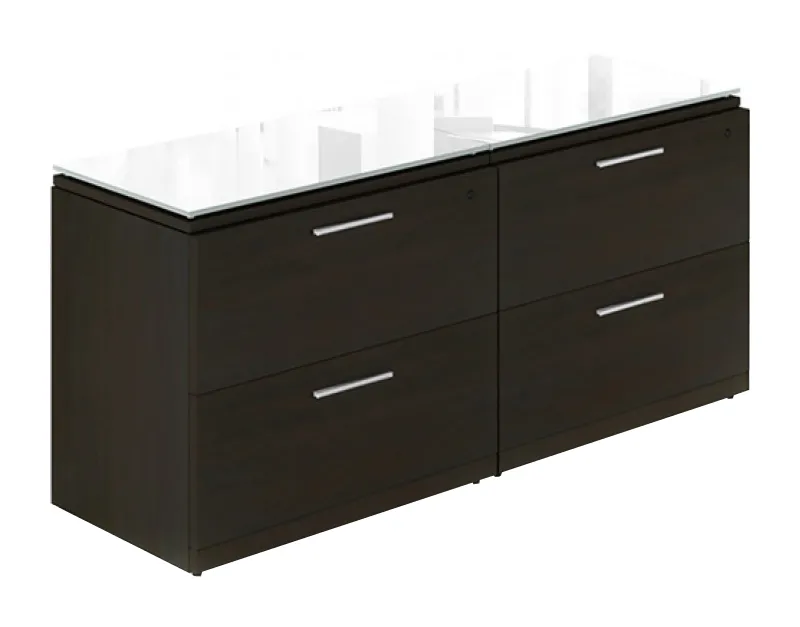 Double Lateral Filing Cabinet with Glass Top