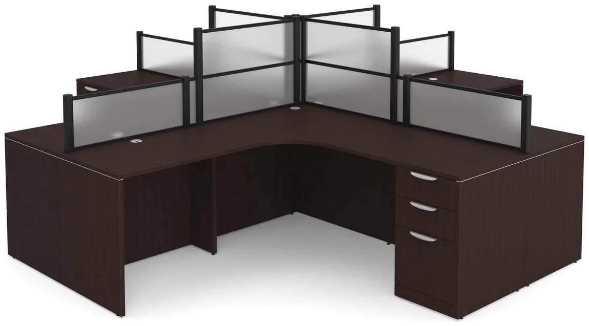 small 4 person desk with privacy panels 11