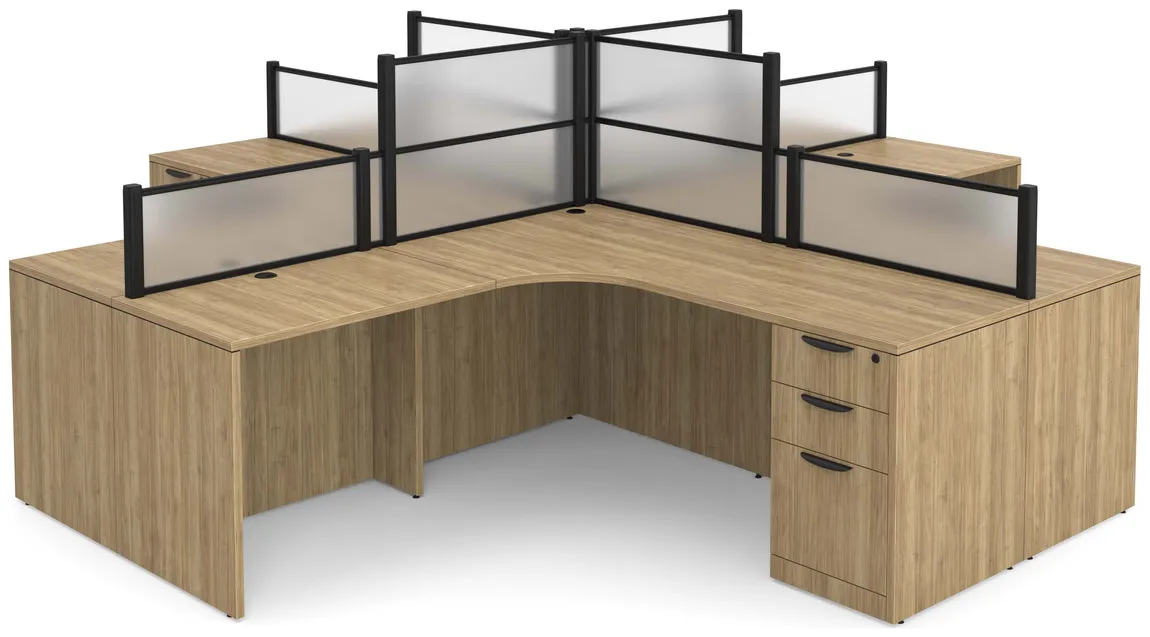 4 Person Desk with Privacy Panels