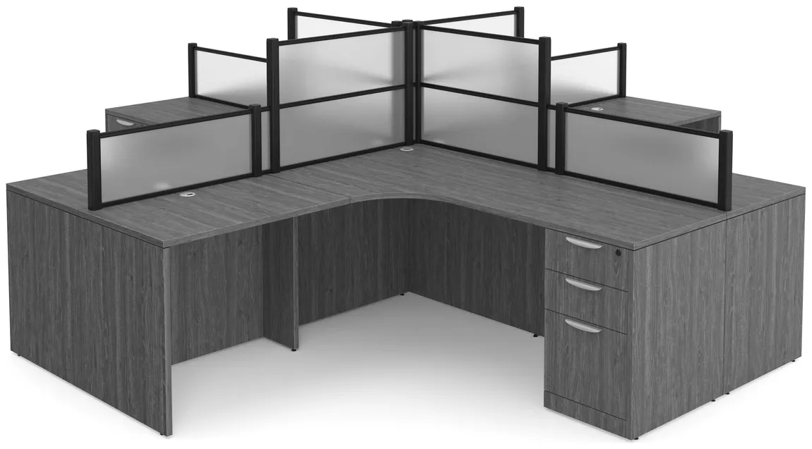 small 4 person desk with privacy panels 14