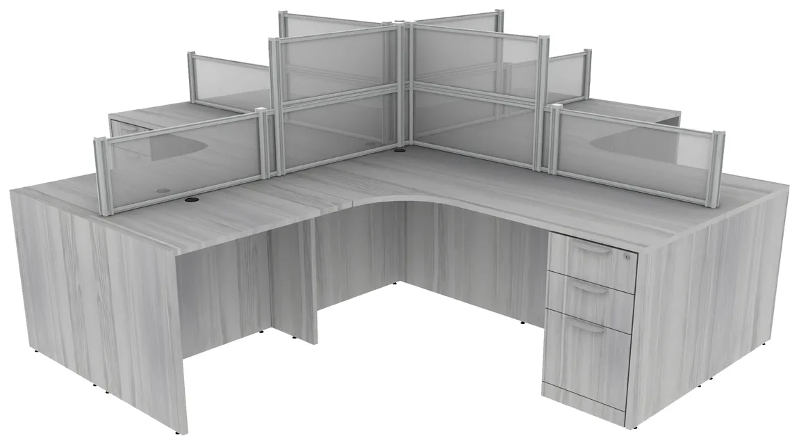 4 Person Desk with Privacy Panels