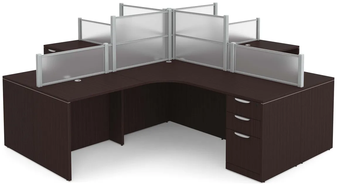 small 4 person desk with privacy panels 11