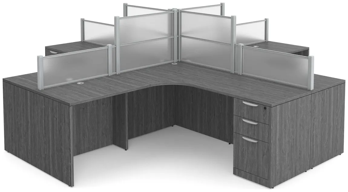 small 4 person desk with privacy panels 14