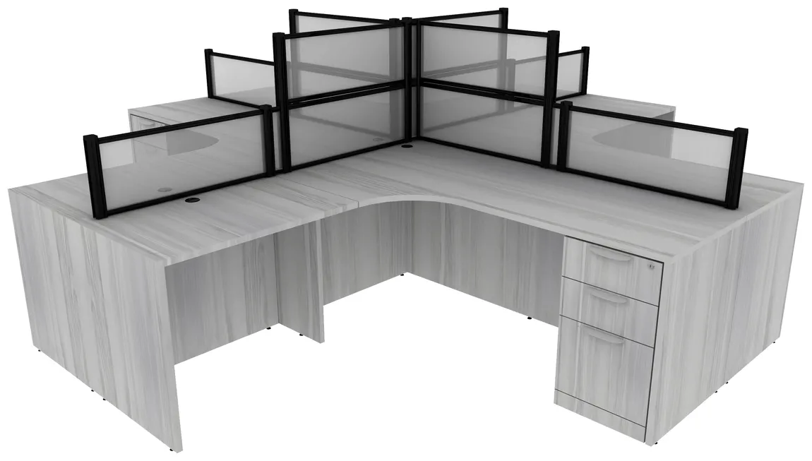 4 Person Desk with Privacy Panels