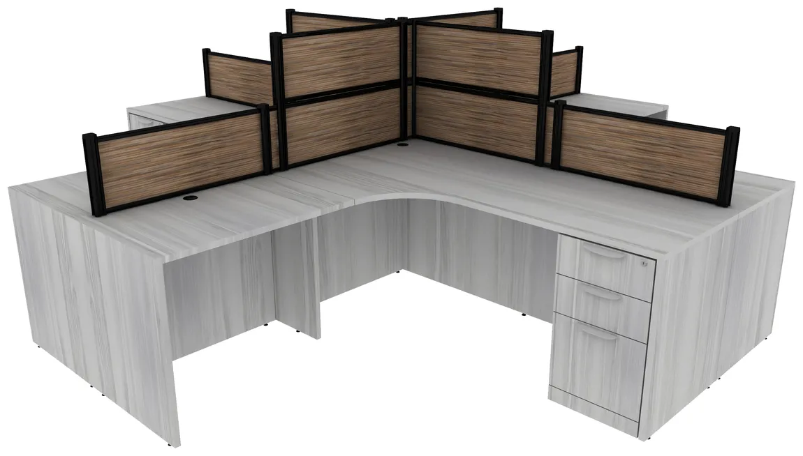 small 4 person desk with fabric privacy panels 15