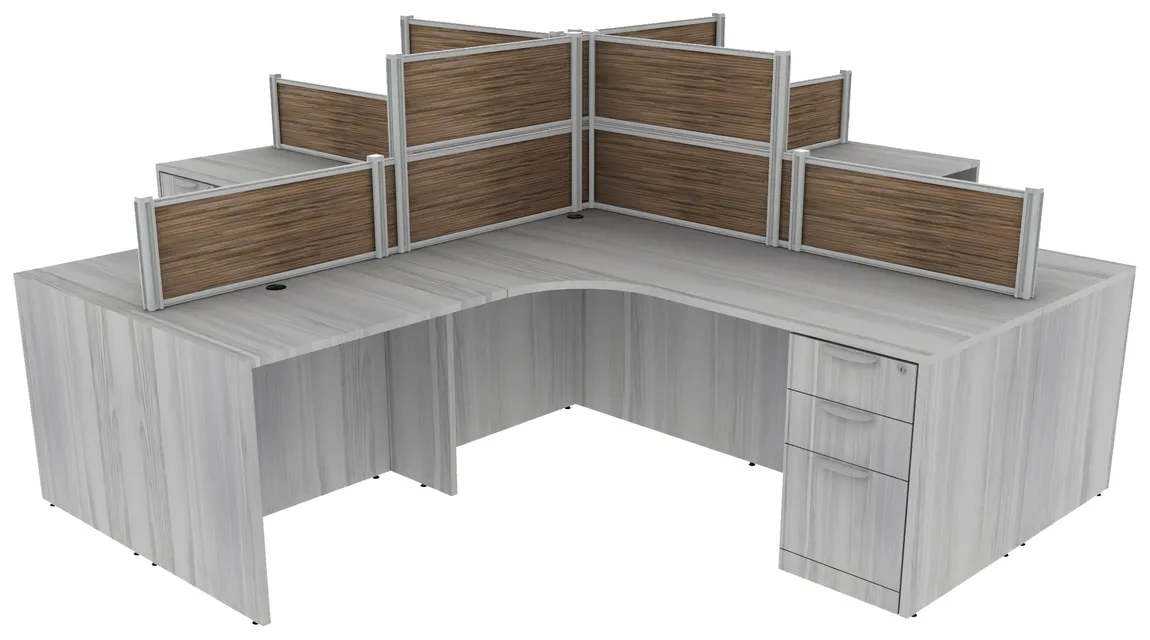 4 Person Desk with Fabric Privacy Panels