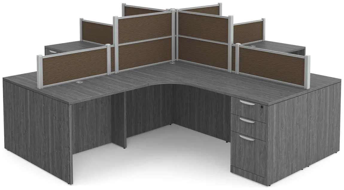 4 Person Desk with Fabric Privacy Panels