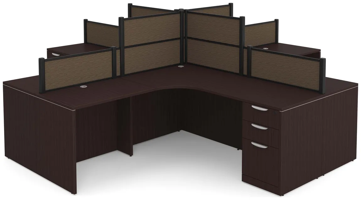small 4 person desk with fabric privacy panels 11