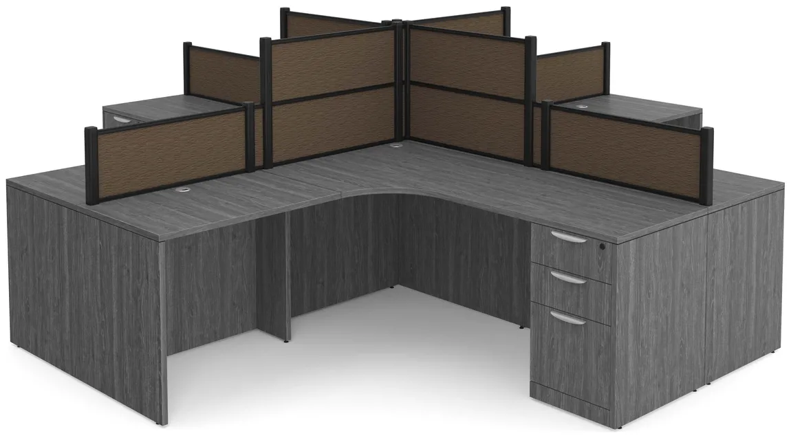 small 4 person desk with fabric privacy panels 14