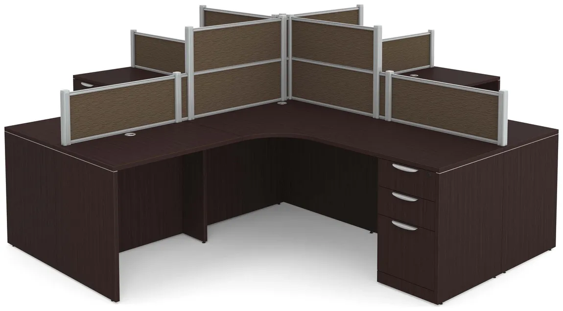 4 Person Desk with Fabric Privacy Panels