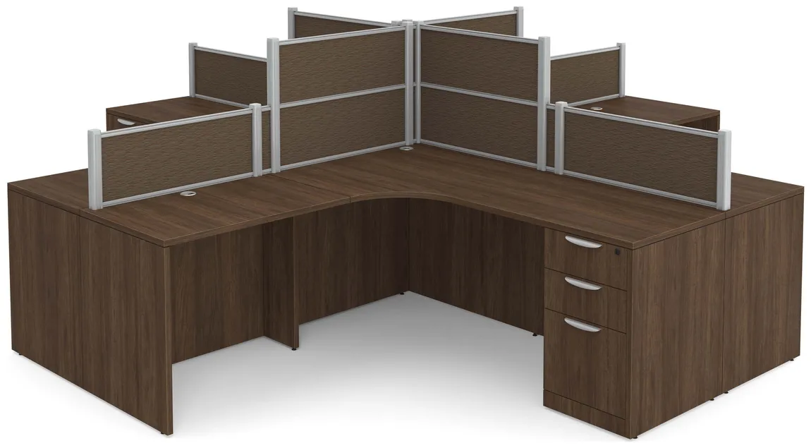 4 Person Desk with Fabric Privacy Panels