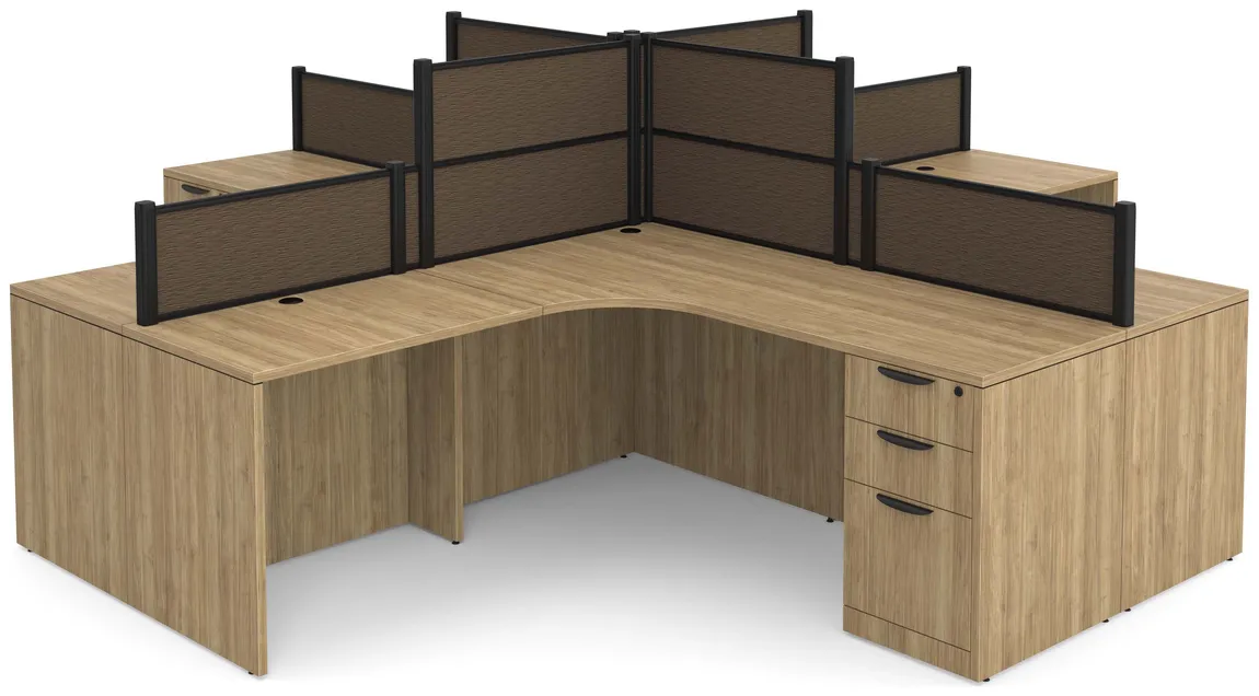 4 Person Desk with Fabric Privacy Panels
