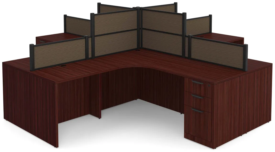 4 Person Desk with Fabric Privacy Panels