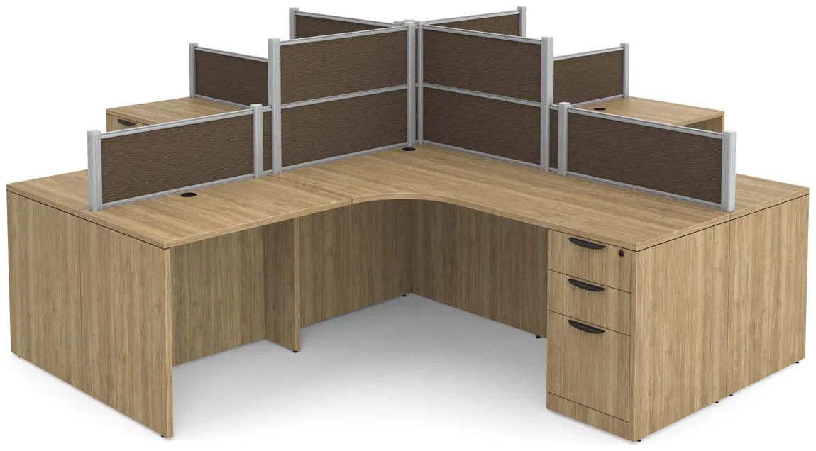 4 Person Desk with Fabric Privacy Panels