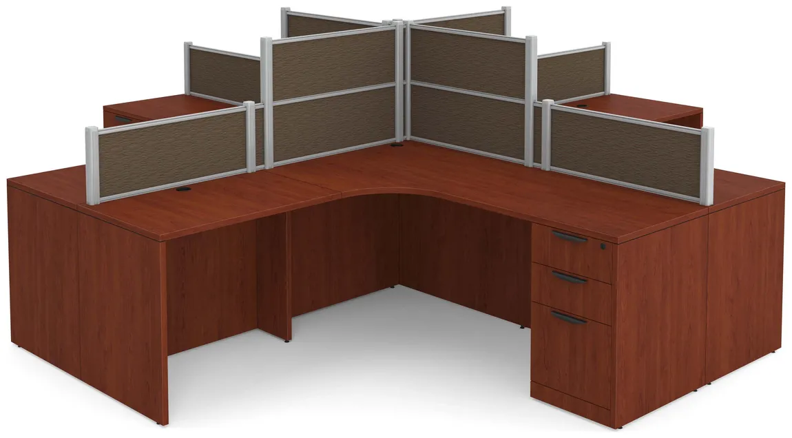 4 Person Desk with Fabric Privacy Panels