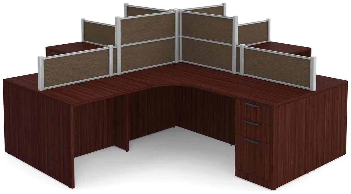 small 4 person desk with fabric privacy panels 12