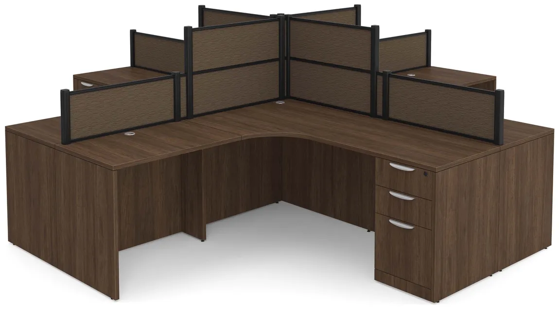 4 Person Desk with Fabric Privacy Panels