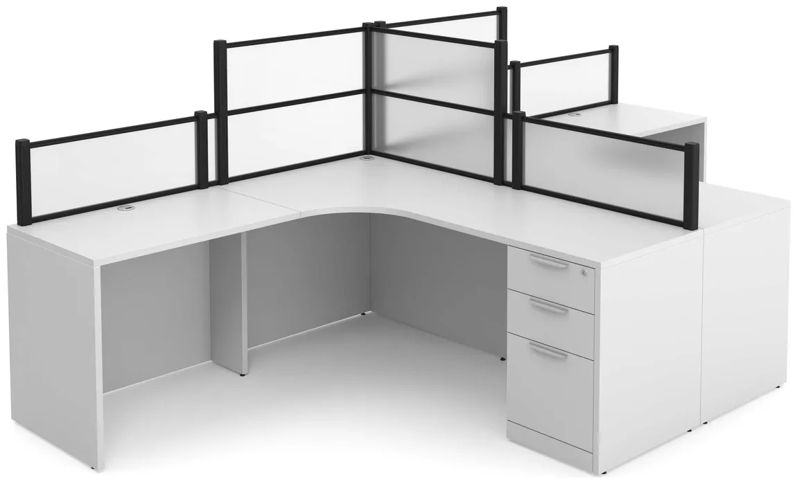 small 2 person desk with acrylic dividers 16