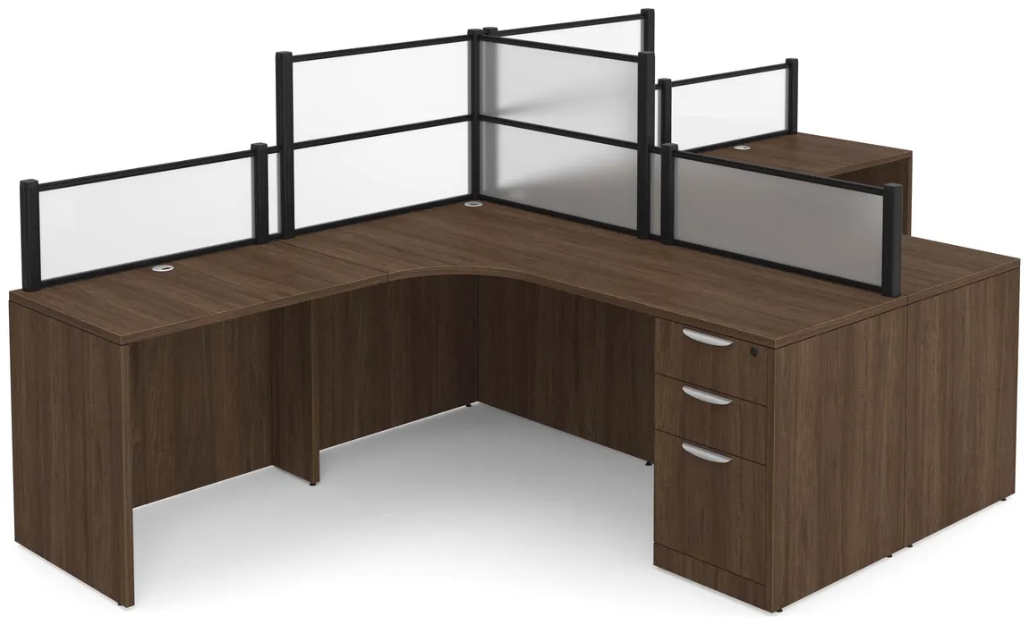 small 2 person desk with acrylic dividers 13