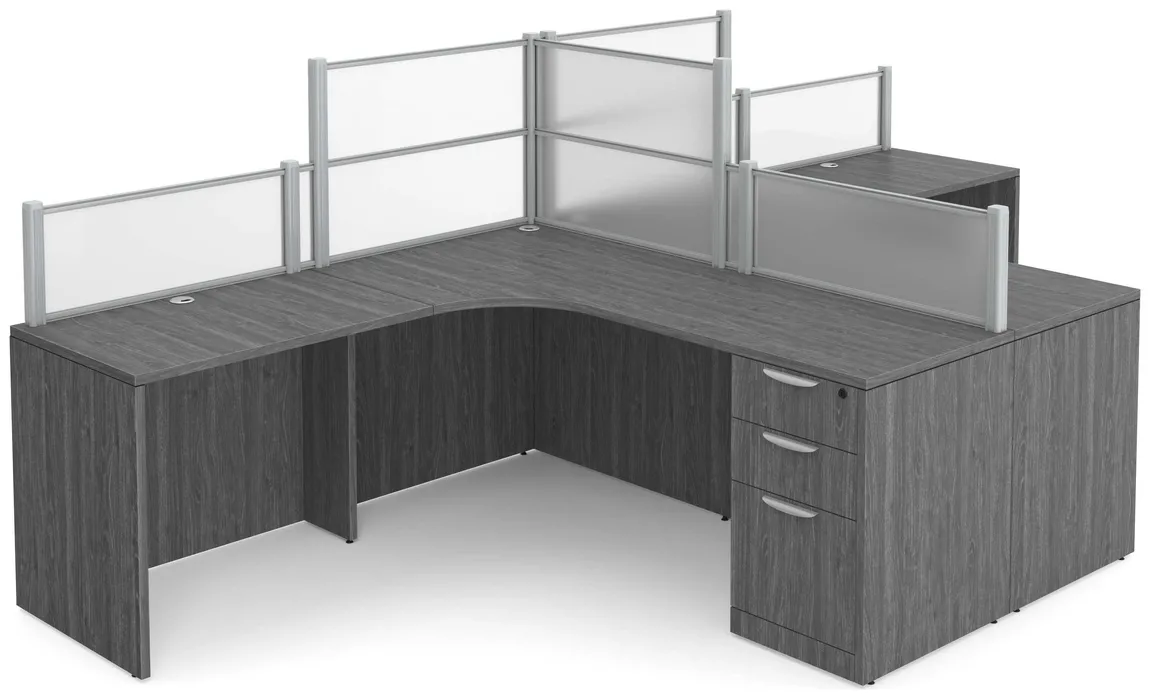 2 Person Desk with Acrylic Dividers