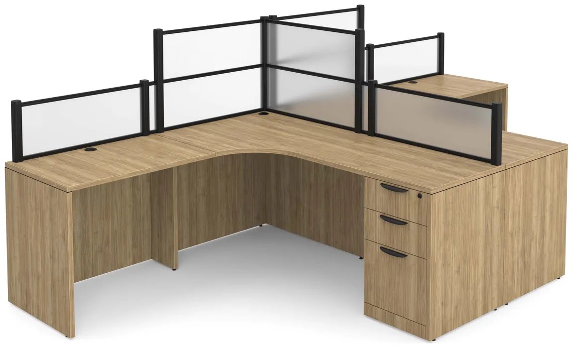 2 Person Desk with Acrylic Dividers