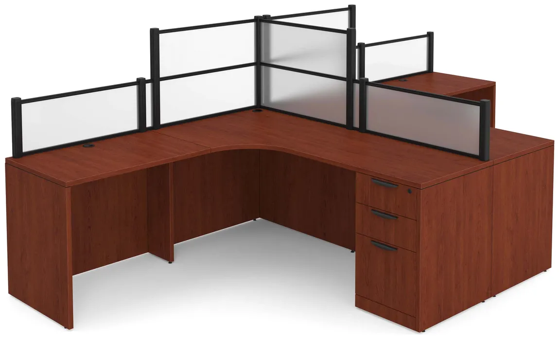 2 Person Desk with Acrylic Dividers