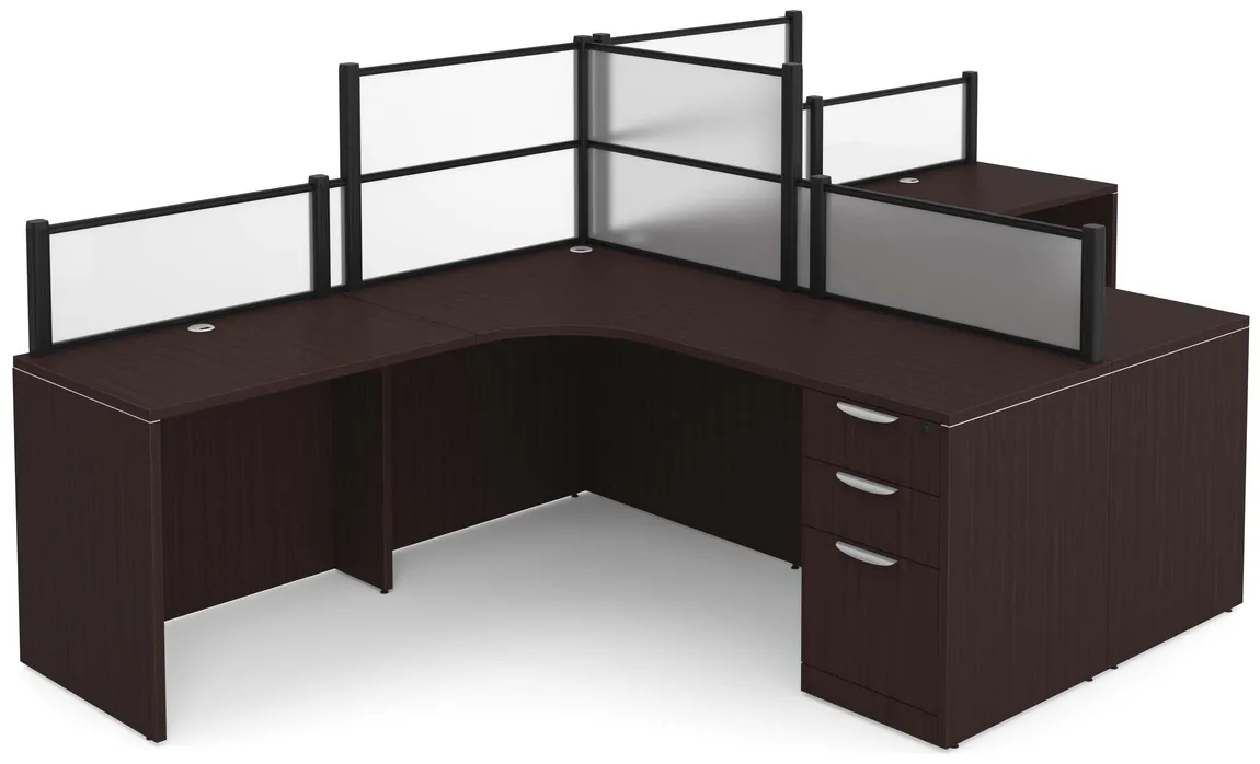 small 2 person desk with acrylic dividers 11